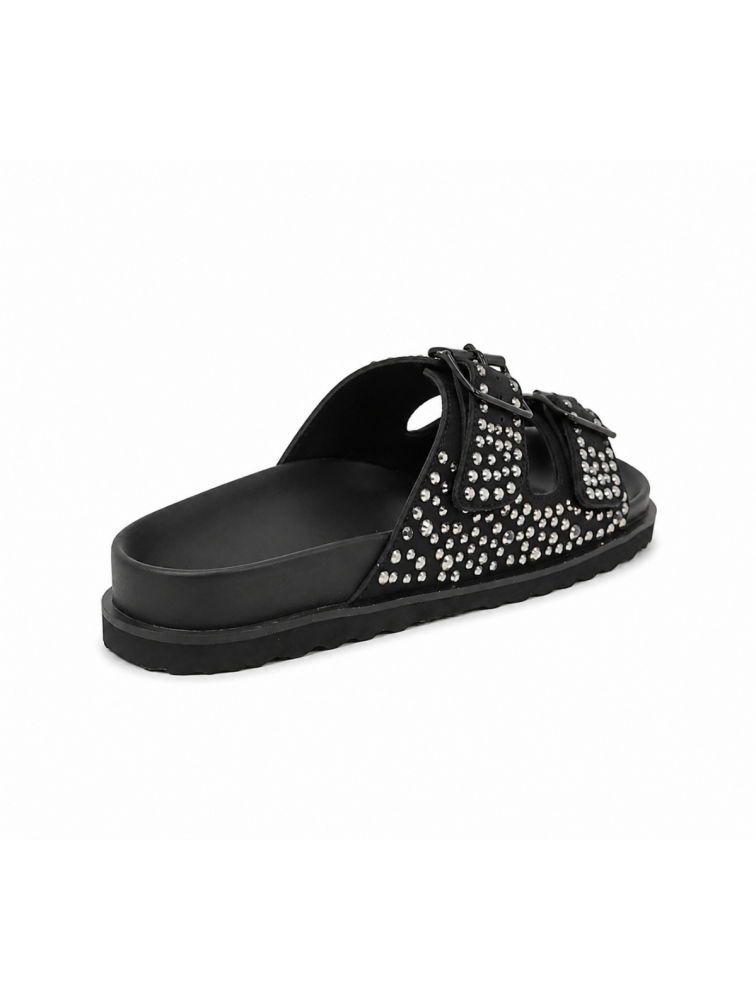 LAURA BIAGIOTTI Μαύρα Footbed Σανδάλια με Στρας