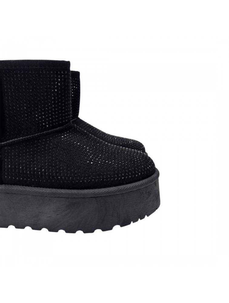 LAURA BIAGIOTTI Μαύρα Γυναικεία Γούνινα Μποτάκια με Στρας