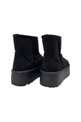 LAURA BIAGIOTTI Μαύρα Γυναικεία Γούνινα Μποτάκια με Στρας