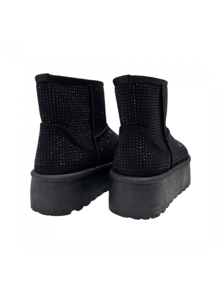 LAURA BIAGIOTTI Μαύρα Γυναικεία Γούνινα Μποτάκια με Στρας