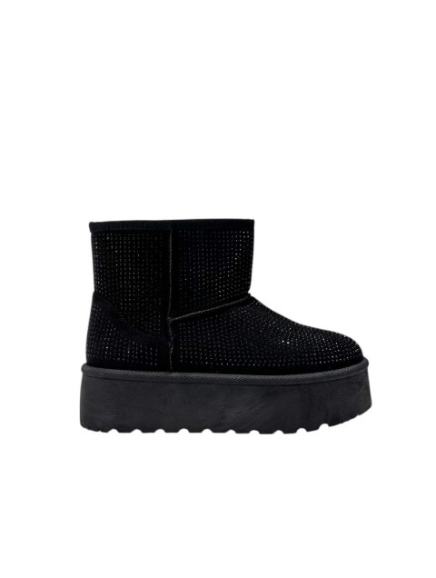 LAURA BIAGIOTTI Μαύρα Γυναικεία Γούνινα Μποτάκια με Στρας