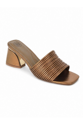 LAURA BIAGIOTTI Bronze Metallic Mules with Straps