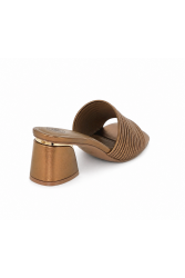 LAURA BIAGIOTTI Bronze Metallic Mules with Straps