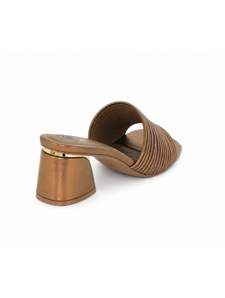 LAURA BIAGIOTTI Bronze Metallic Mules with Straps