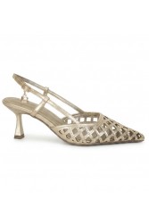 LAURA BIAGIOTTI Gold Metallic Slingback Pumps