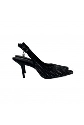 LAURA BIAGIOTTI Μαύρες γυναικείες Slingback γόβες με στρας