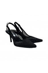 LAURA BIAGIOTTI Μαύρες γυναικείες Slingback γόβες με στρας