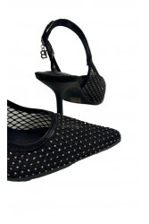LAURA BIAGIOTTI Μαύρες γυναικείες Slingback γόβες με στρας