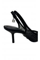 LAURA BIAGIOTTI Μαύρες γυναικείες Slingback γόβες με στρας
