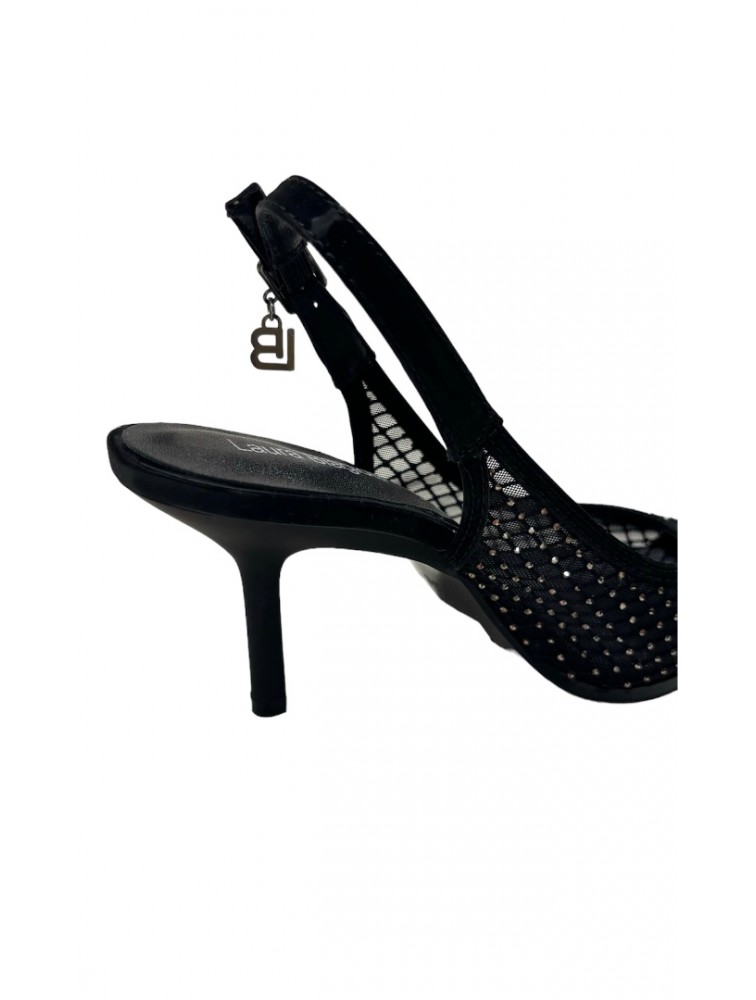 LAURA BIAGIOTTI Μαύρες γυναικείες Slingback γόβες με στρας