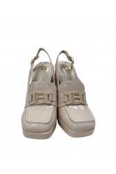 LAURA BIAGIOTTI Εκρού λουστρίνι γυναικεία Slingback Loafers