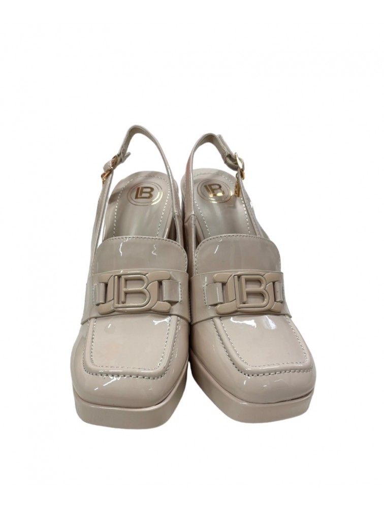 LAURA BIAGIOTTI Εκρού λουστρίνι γυναικεία Slingback Loafers