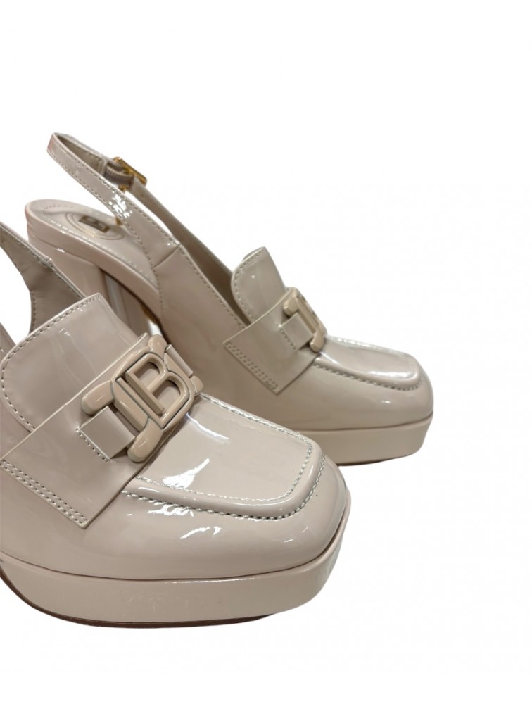 LAURA BIAGIOTTI Εκρού λουστρίνι γυναικεία Slingback Loafers