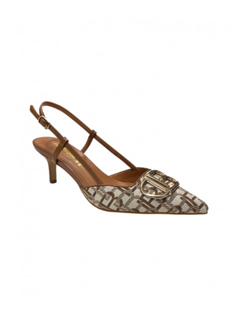 LAURA BIAGIOTTI Beige Women's Singback Heels With Buckle
