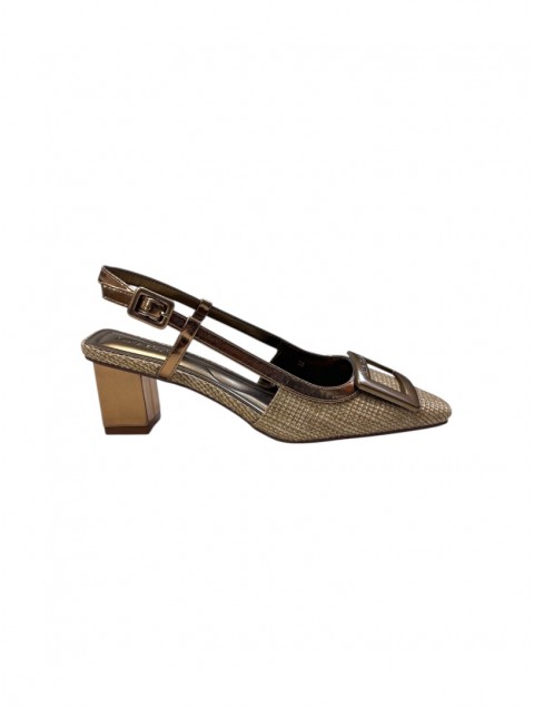 LAURA BIAGIOTTI Bronze Women's Singback Straw Heels
