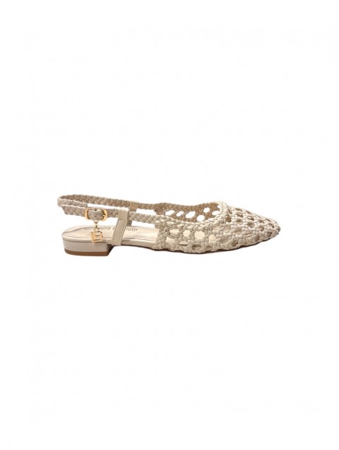 LAURA BIAGIOTTI Ecru Women's Perforated Ballerinas