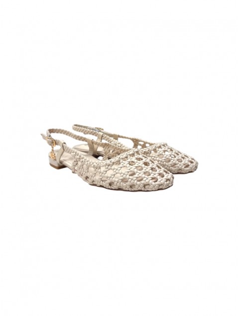 LAURA BIAGIOTTI Ecru Women's Perforated Ballerinas