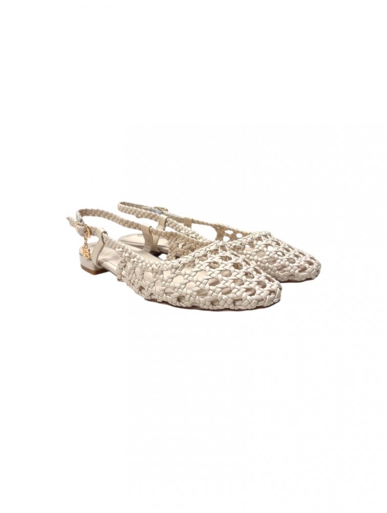 LAURA BIAGIOTTI Ecru Women's Perforated Ballerinas