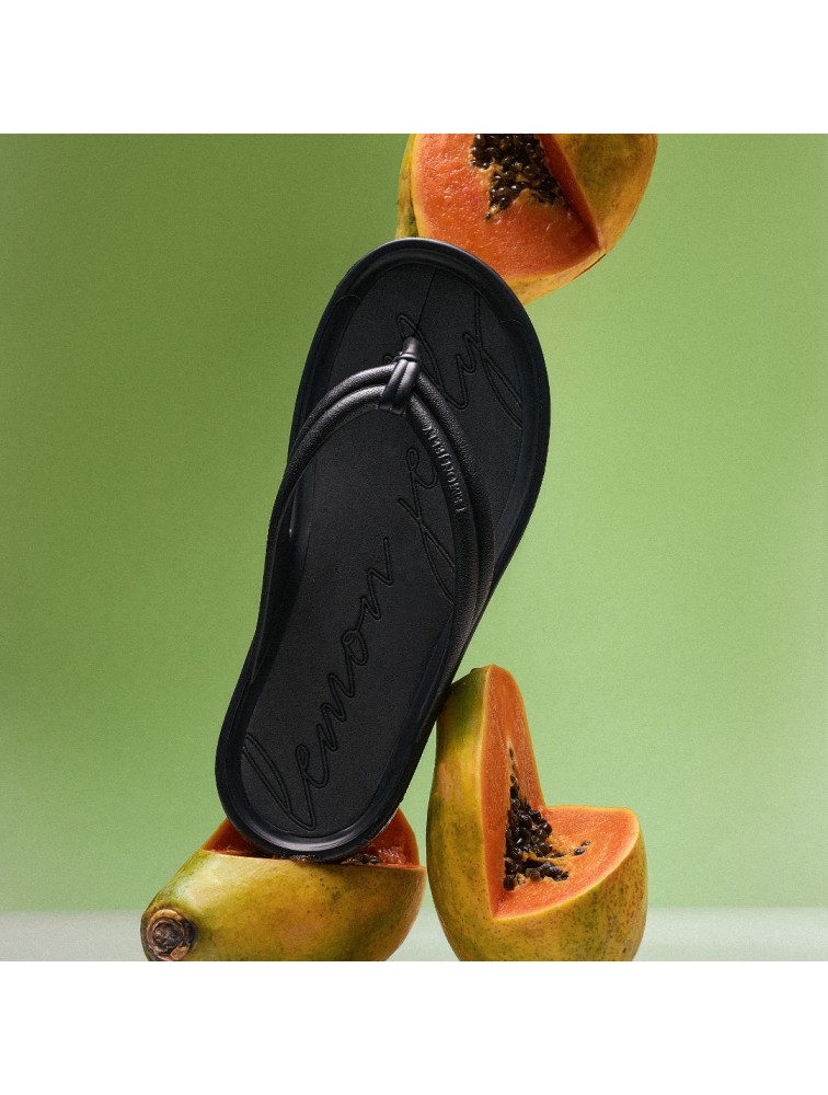 LEMON JELLY Mare 01 Vegan black women slides Μαύρα σανδάλια
