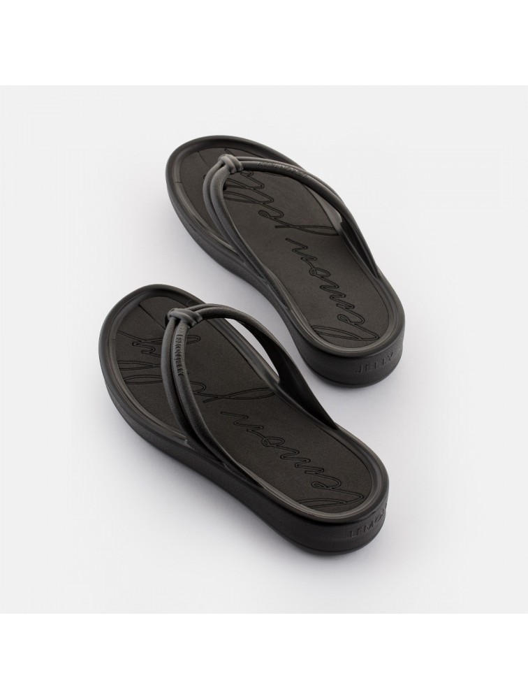 LEMON JELLY Mare 01 Vegan black women slides Μαύρα σανδάλια