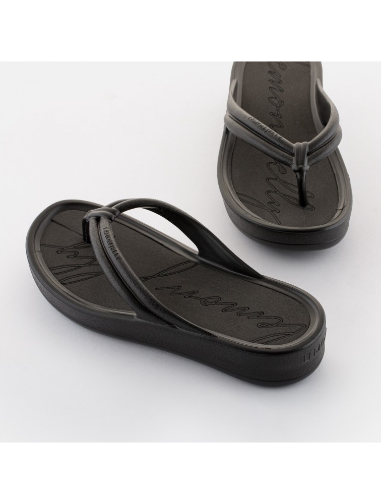 LEMON JELLY Mare 01 Vegan black women slides Μαύρα σανδάλια