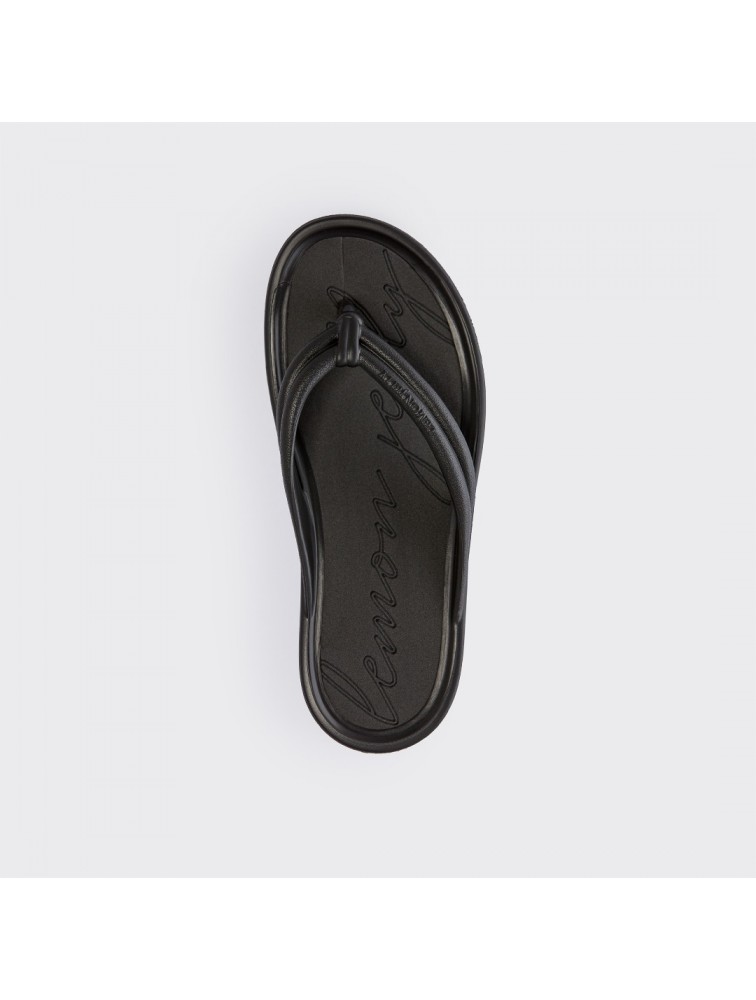 LEMON JELLY Mare 01 Vegan black women slides Μαύρα σανδάλια