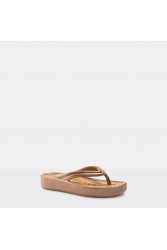 LEMON JELLY Mare 04 Vegan brown women platform slides Μπρονζέ σανδάλια