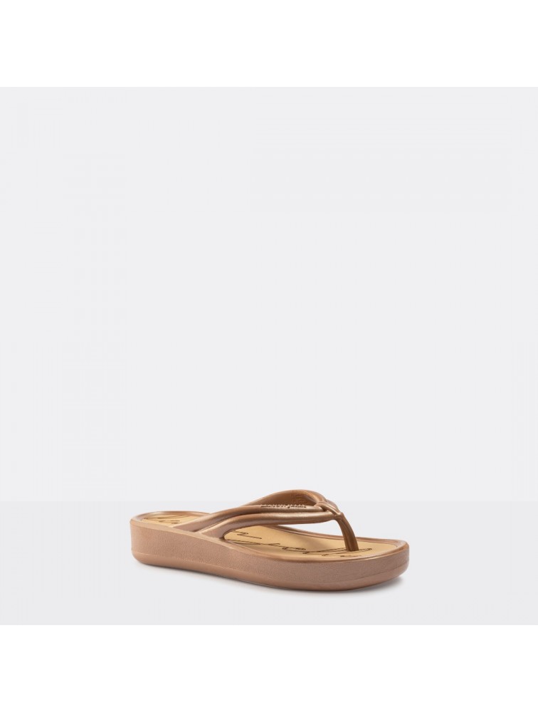 LEMON JELLY Mare 04 Vegan brown women platform slides Μπρονζέ σανδάλια