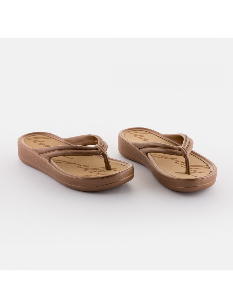 LEMON JELLY Mare 04 Vegan brown women platform slides Μπρονζέ σανδάλια