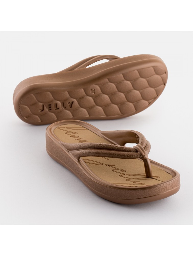 LEMON JELLY Mare 04 Vegan brown women platform slides Μπρονζέ σανδάλια