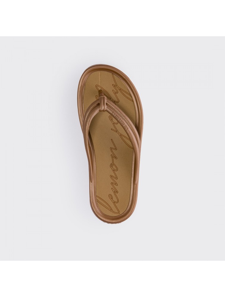 LEMON JELLY Mare 04 Vegan brown women platform slides Μπρονζέ σανδάλια