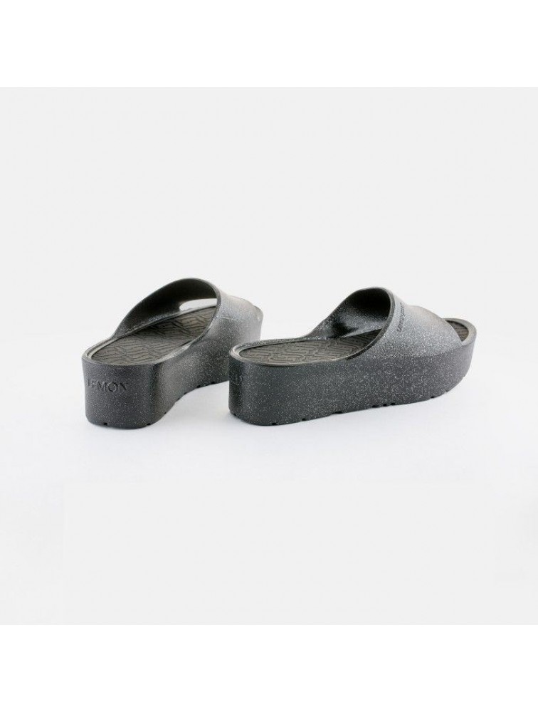 LEMON JELLY Fiorella 01 Vegan metallic black slides Μαύρες πλατφόρμες