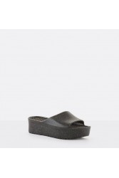 LEMON JELLY Fiorella 01 Vegan metallic black slides Μαύρες πλατφόρμες