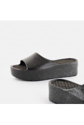 LEMON JELLY Fiorella 01 Vegan metallic black slides Μαύρες πλατφόρμες