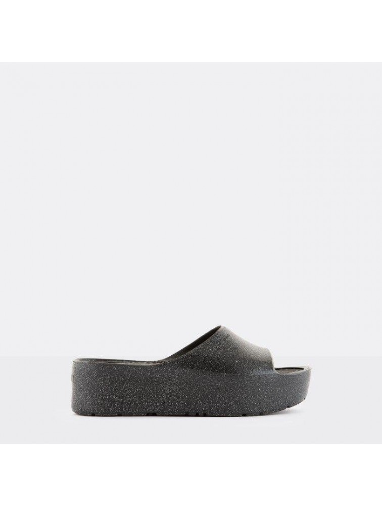 LEMON JELLY Fiorella 01 Vegan metallic black slides Μαύρες πλατφόρμες