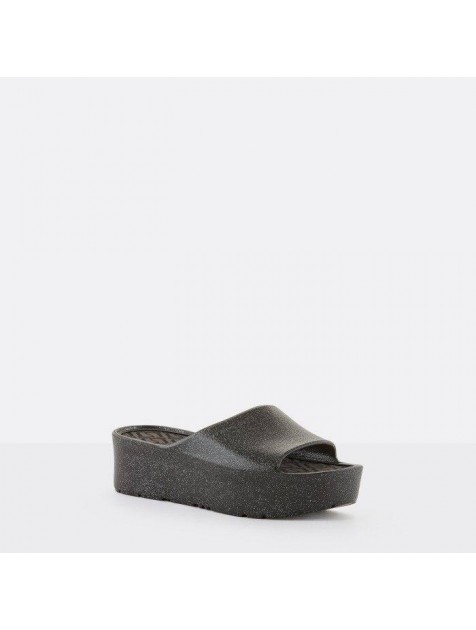 LEMON JELLY Fiorella 01 Vegan metallic black slides Μαύρες πλατφόρμες