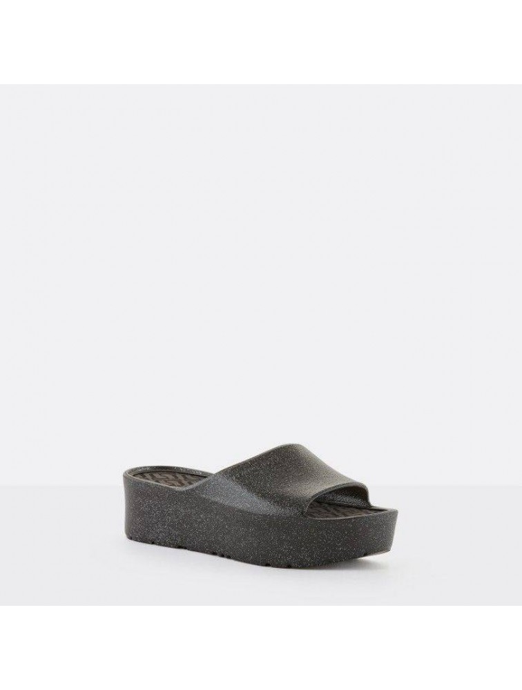 LEMON JELLY Fiorella 01 Vegan metallic black slides Μαύρες πλατφόρμες