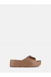 LEMON JELLY Samira Bronzo Metal Brown Platform Sandals with Turtle Print Vegan Buckle Μπρονζέ Πλατφόρμες με Ταρταρούγα Αγκράφα