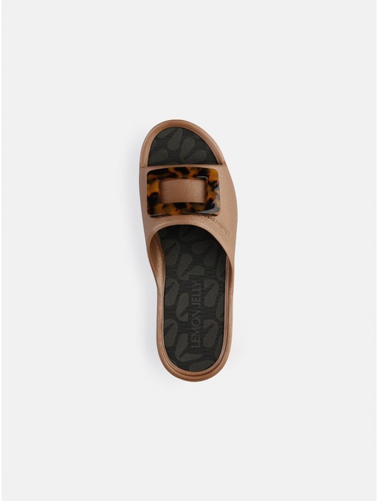 LEMON JELLY Samira Bronzo Metal Brown Platform Sandals with Turtle Print Vegan Buckle Μπρονζέ Πλατφόρμες με Ταρταρούγα Αγκράφα