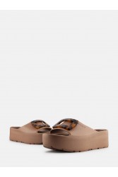 LEMON JELLY Samira Bronzo Metal Brown Platform Sandals with Turtle Print Vegan Buckle Μπρονζέ Πλατφόρμες με Ταρταρούγα Αγκράφα