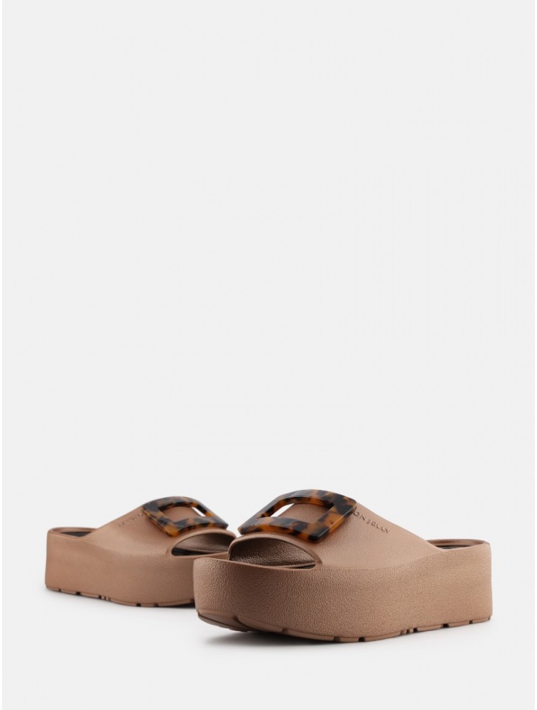 LEMON JELLY Samira Bronzo Metal Brown Platform Sandals with Turtle Print Vegan Buckle Μπρονζέ Πλατφόρμες με Ταρταρούγα Αγκράφα