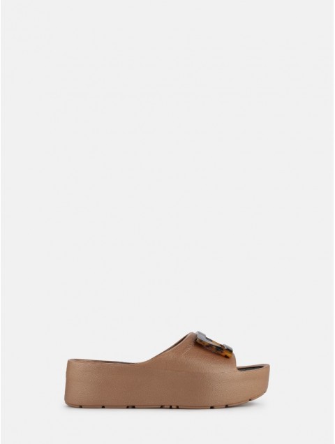 LEMON JELLY Samira Bronzo Metal Brown Platform Sandals with Turtle Print Vegan Buckle Μπρονζέ Πλατφόρμες με Ταρταρούγα Αγκράφα