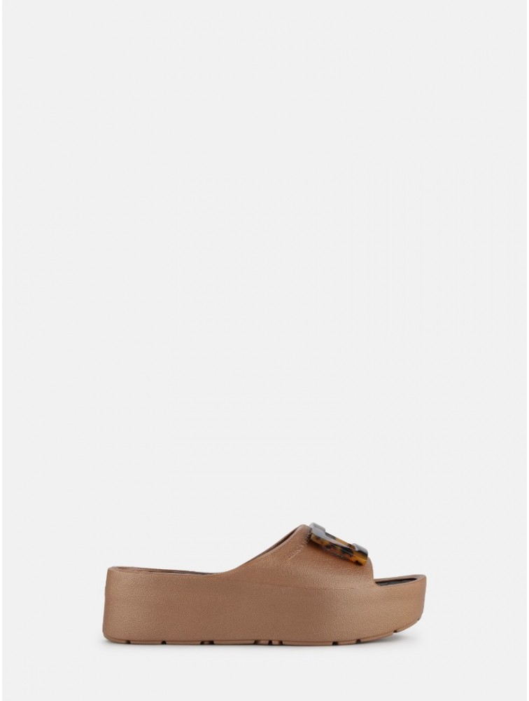 LEMON JELLY Samira Bronzo Metal Brown Platform Sandals with Turtle Print Vegan Buckle Μπρονζέ Πλατφόρμες με Ταρταρούγα Αγκράφα