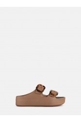 LEMON JELLY Tazara Bronzo Metal Brown Platform Sandals with Buckles Turtle Print Μπρονζέ Σανδάλια με Αγκράφα Ταρταρούγα