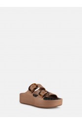 LEMON JELLY Tazara Bronzo Metal Brown Platform Sandals with Buckles Turtle Print Μπρονζέ Σανδάλια με Αγκράφα Ταρταρούγα