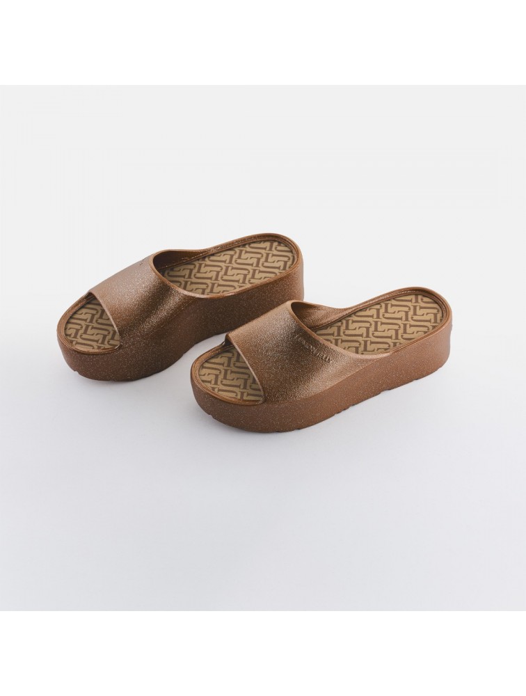 LEMON JELLY Fiorella 04 Vegan metallic brown slides Καφέ πλατφόρμες