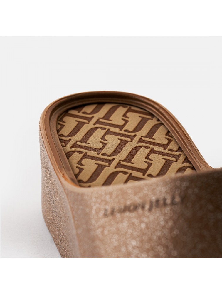 LEMON JELLY Fiorella 04 Vegan metallic brown slides Καφέ πλατφόρμες