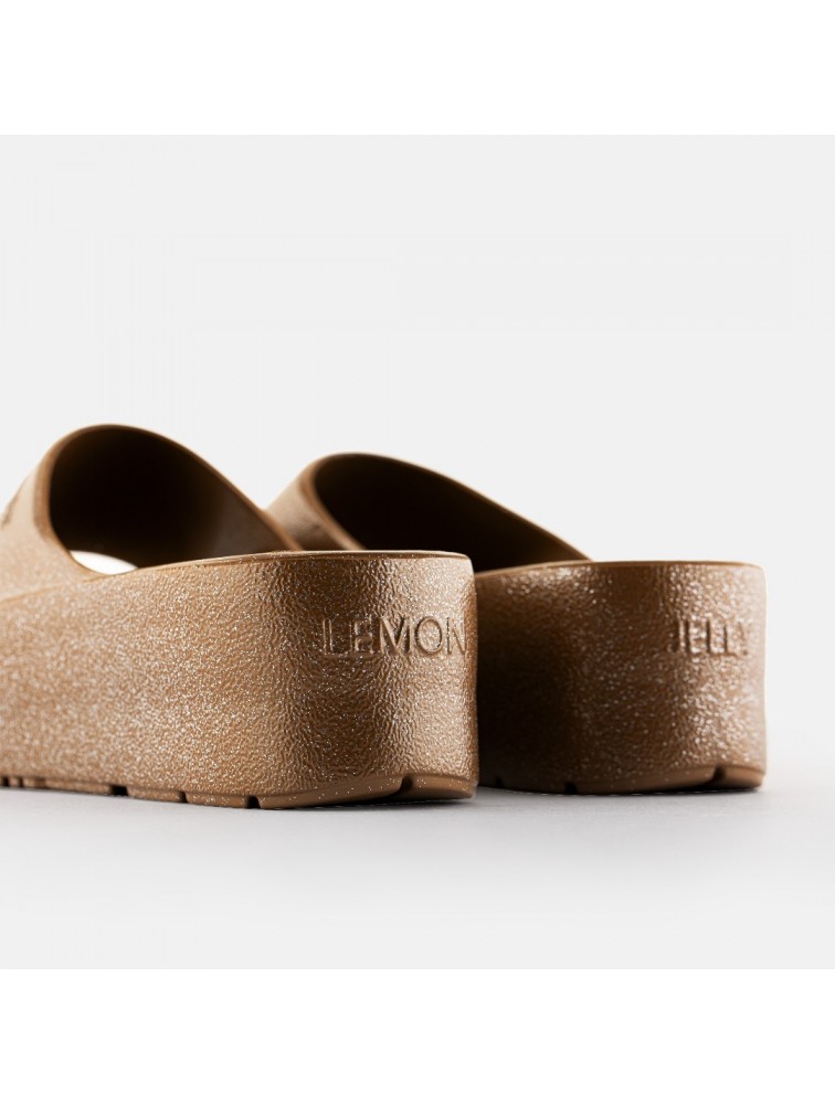 LEMON JELLY Fiorella 04 Vegan metallic brown slides Καφέ πλατφόρμες