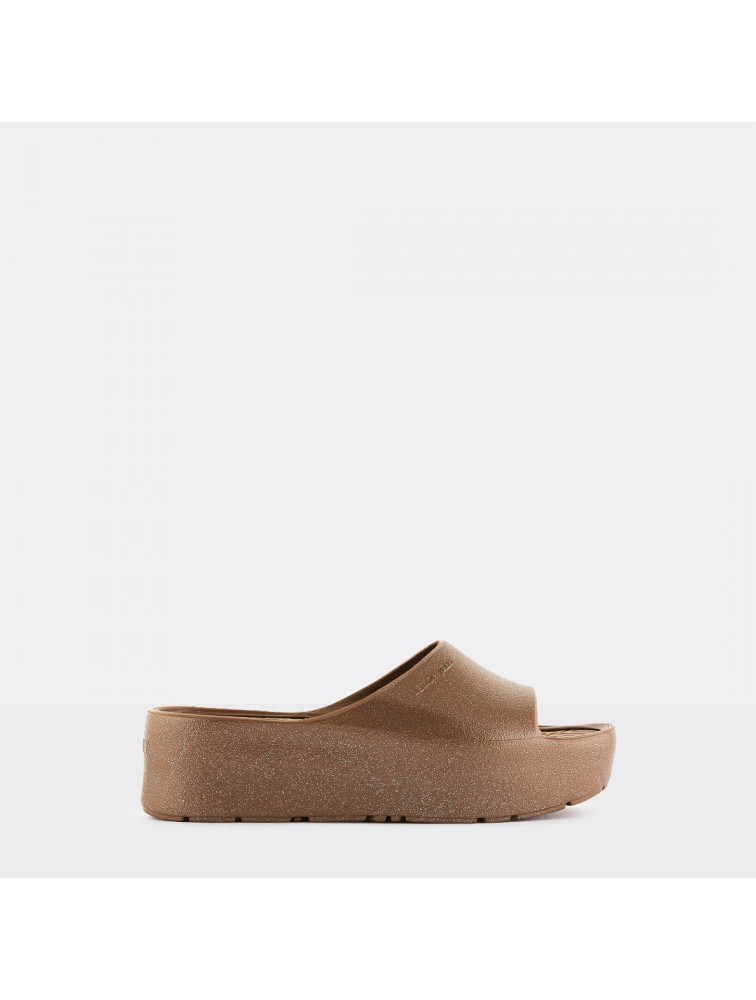 LEMON JELLY Fiorella 04 Vegan metallic brown slides Καφέ πλατφόρμες