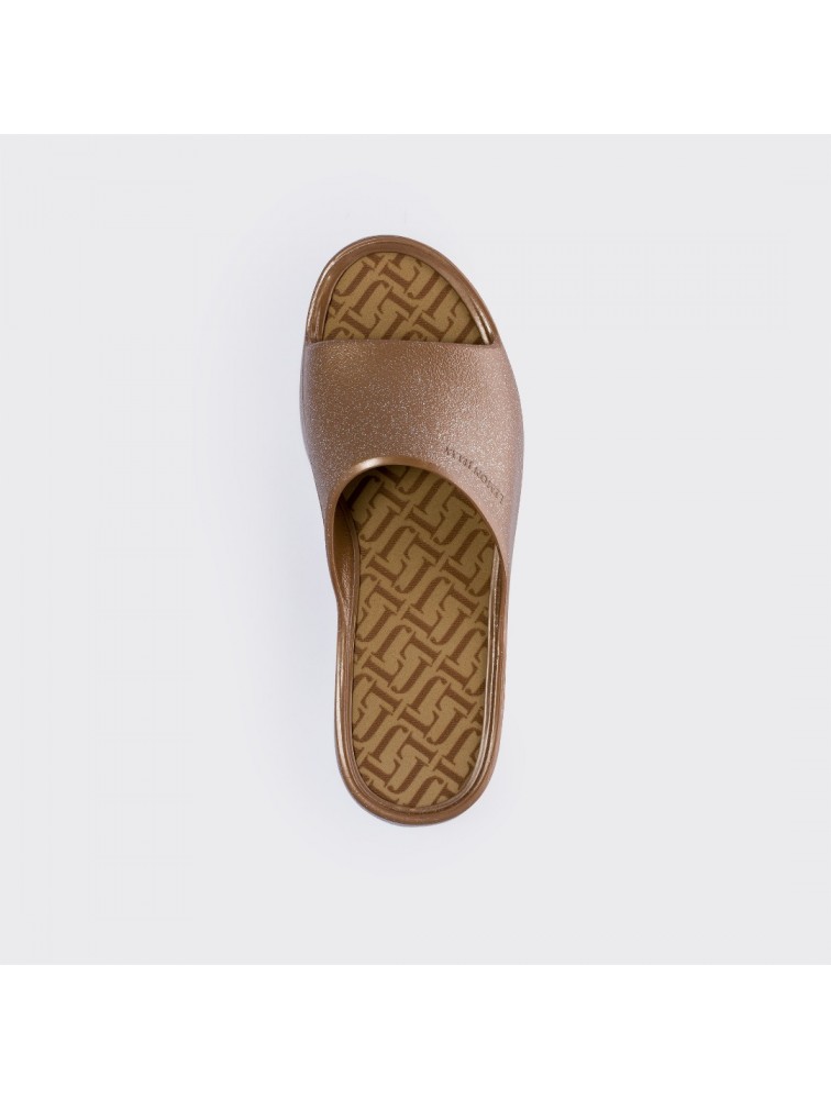 LEMON JELLY Fiorella 04 Vegan metallic brown slides Καφέ πλατφόρμες